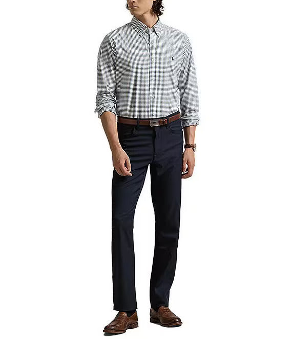 Polo Ralph Lauren Men's Slim-Fit Plaid Stretch Poplin Long Sleeve Woven Shirt Color Blue Green Multi Size S