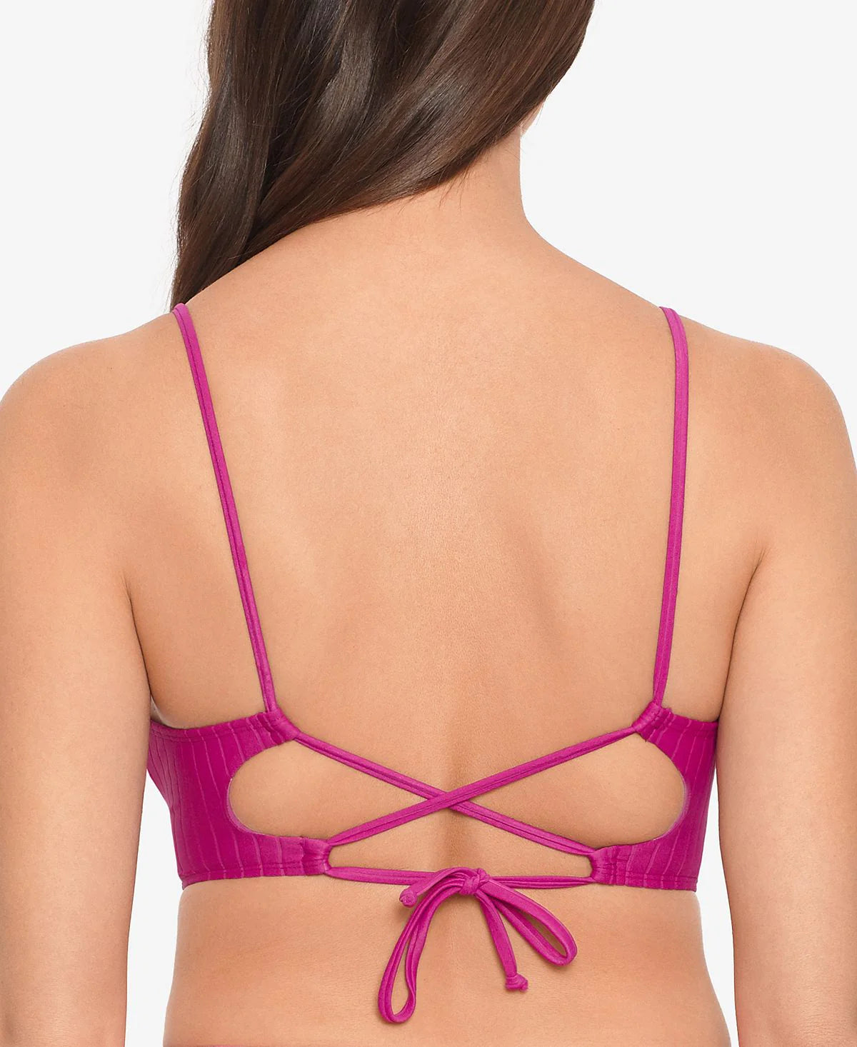 Salt Cove Juniors Block Party Double Tie Front Bralette Bikini Top Color Plum Wine Size M