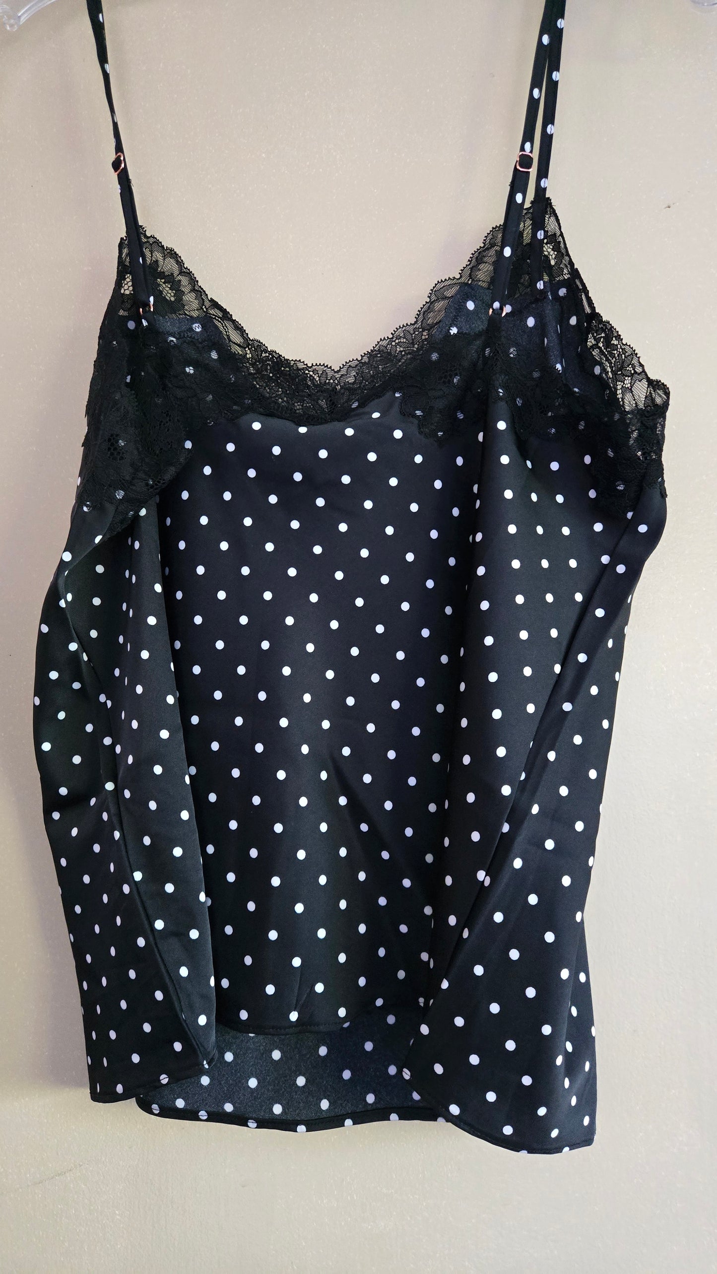 INC International Concepts Women's Lace-Trim Dotted Sleep Tank Top Polka Dots Size M
