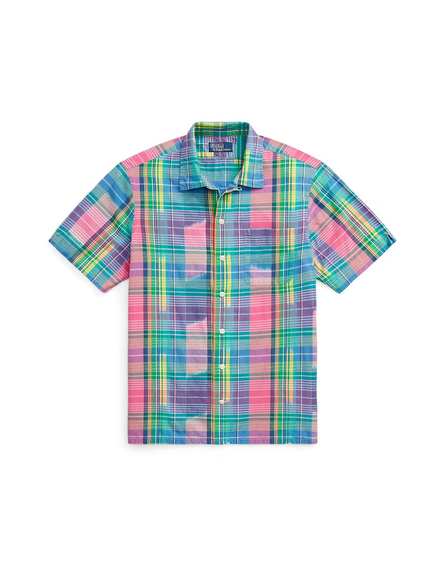 Polo Ralph Lauren Men's Classic-Fit Cotton Madras Camp Shirt Color Pink/Royal Multi Size L