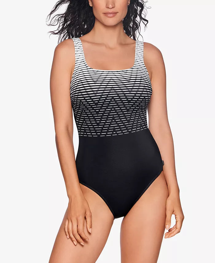 Reebok Endless Endurance One Piece Swimsuit Color Black/White Size 18