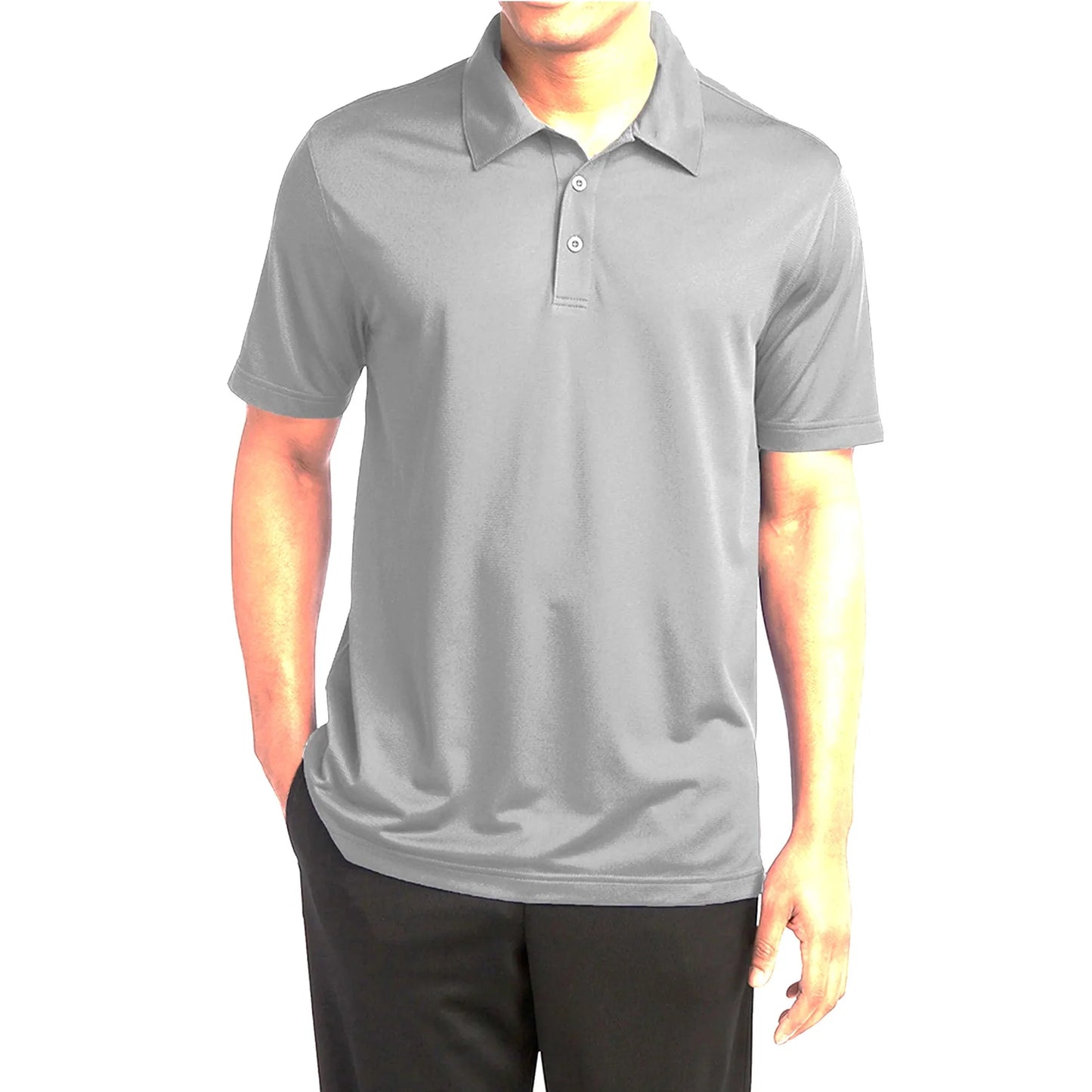 Galaxy by Harvic Men's Dry Fit Moisture-Wicking Polo Shirt Gray Size M