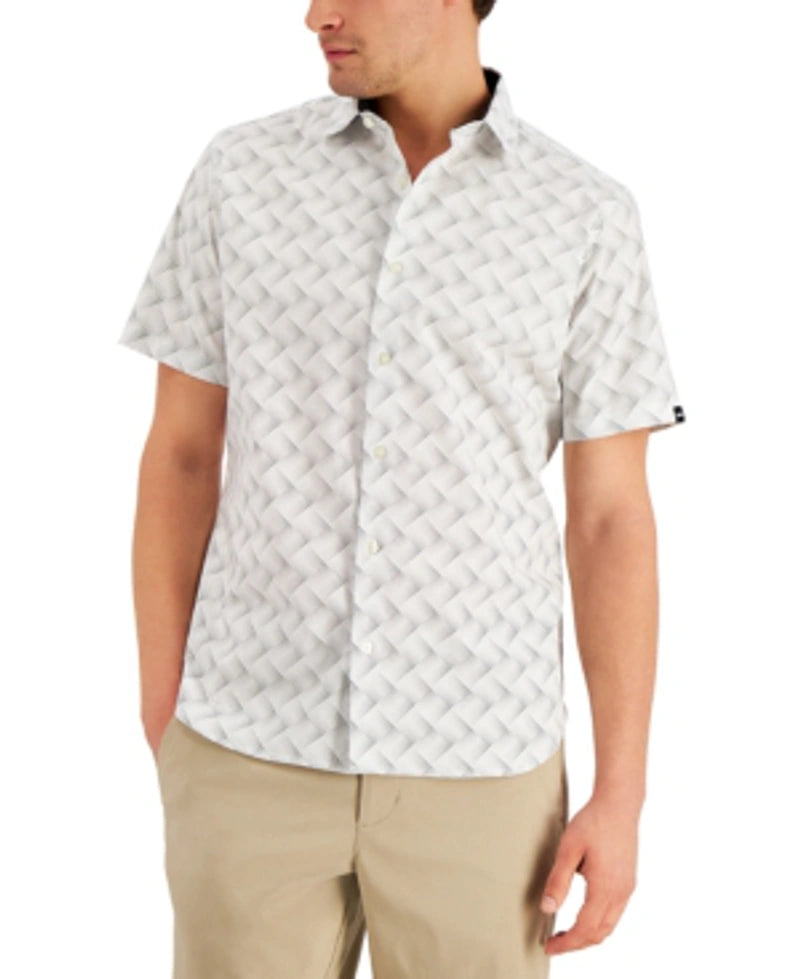 DKNY Men's Dot Matrix Shirt Color White Size XL