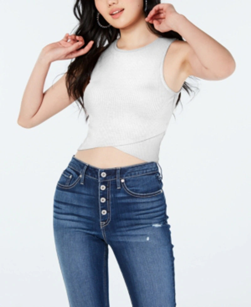 Just Polly Juniors Tulip-Hem Rib-Knit Tank Top Color White Size M