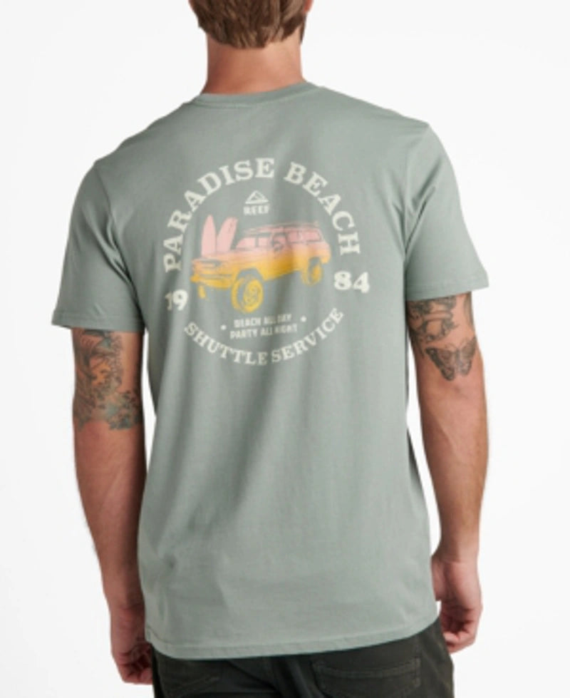 REEF Men's Short Sleeve Shuttle Service T-Shirt Sea Spray Size S