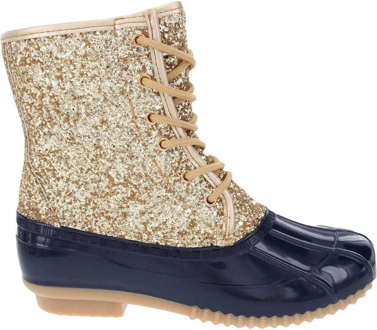 Sugar Women's Skylar Insulated Snow Duck Boots Color Gold Glitter/Navy Size 9M
