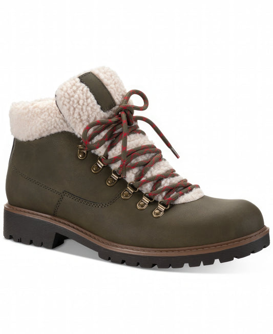 Club Room Men's Glenn Sherpa Collar Mid-Height Boots  Color Olive Size 8.5