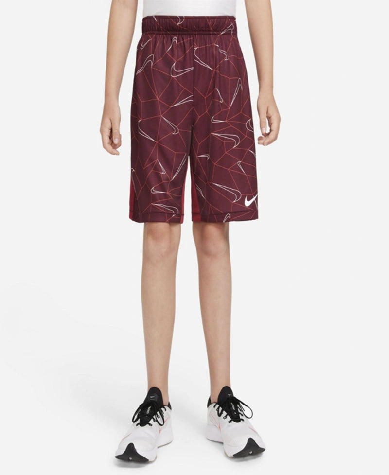 Nike Big Boys Dri-FIT Training Shorts Color Dark Beetroot/Pomegranate Size L 14-16