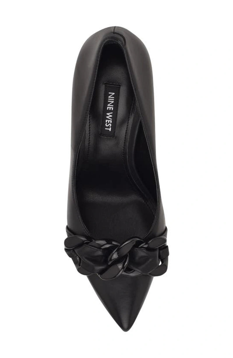 Nine West Women's Tazz Pointy Pumps Color Black Leather Size 5.5M