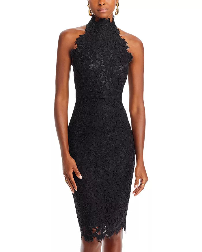 Eliza J Halter Mock Neck Lace Dress Black Size 10