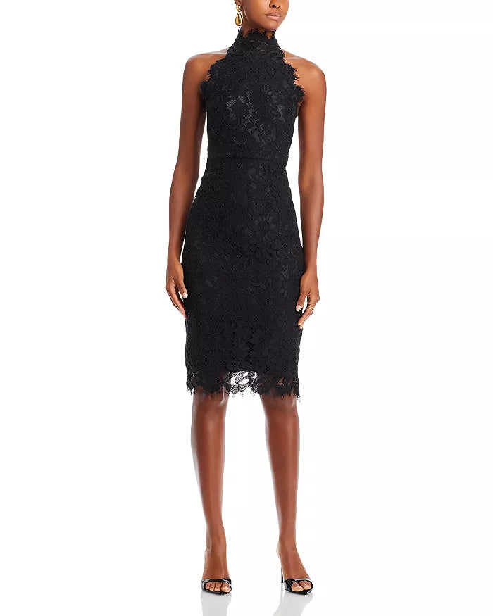 Eliza J Halter Mock Neck Lace Dress Black Size 10