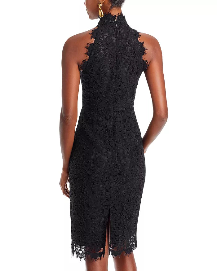 Eliza J Halter Mock Neck Lace Dress Black Size 10