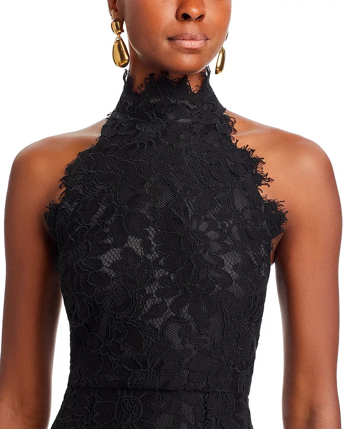 Eliza J Halter Mock Neck Lace Dress Black Size 10