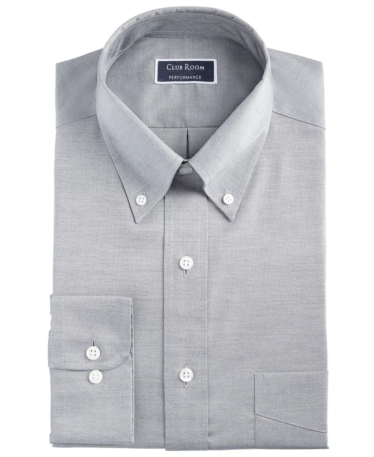 Club Room Men's Regular Fit Pinpoint Dress Shirt Color Gray Size 16.5 34/35