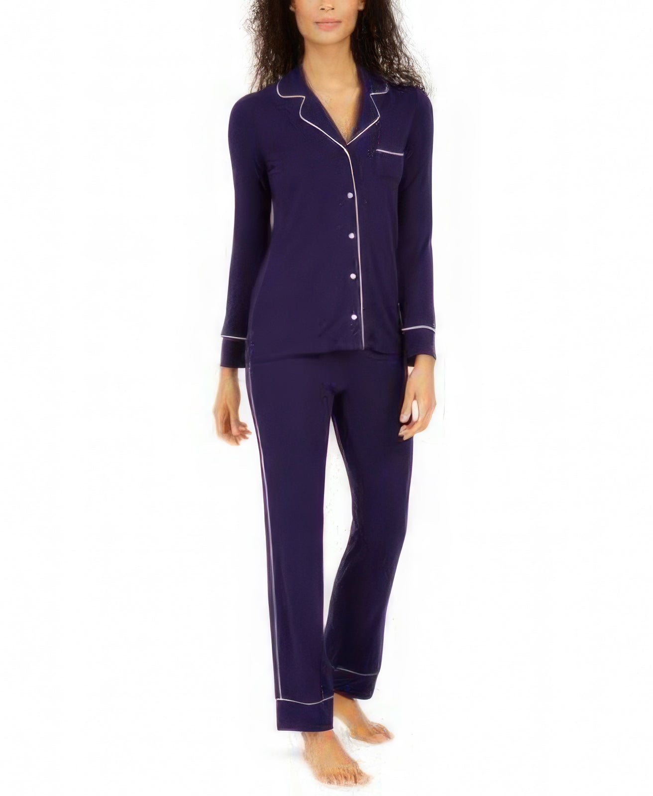 Alfani Women's Ribbed Pajamas Set Color Deep Mulberry Size 2XL
