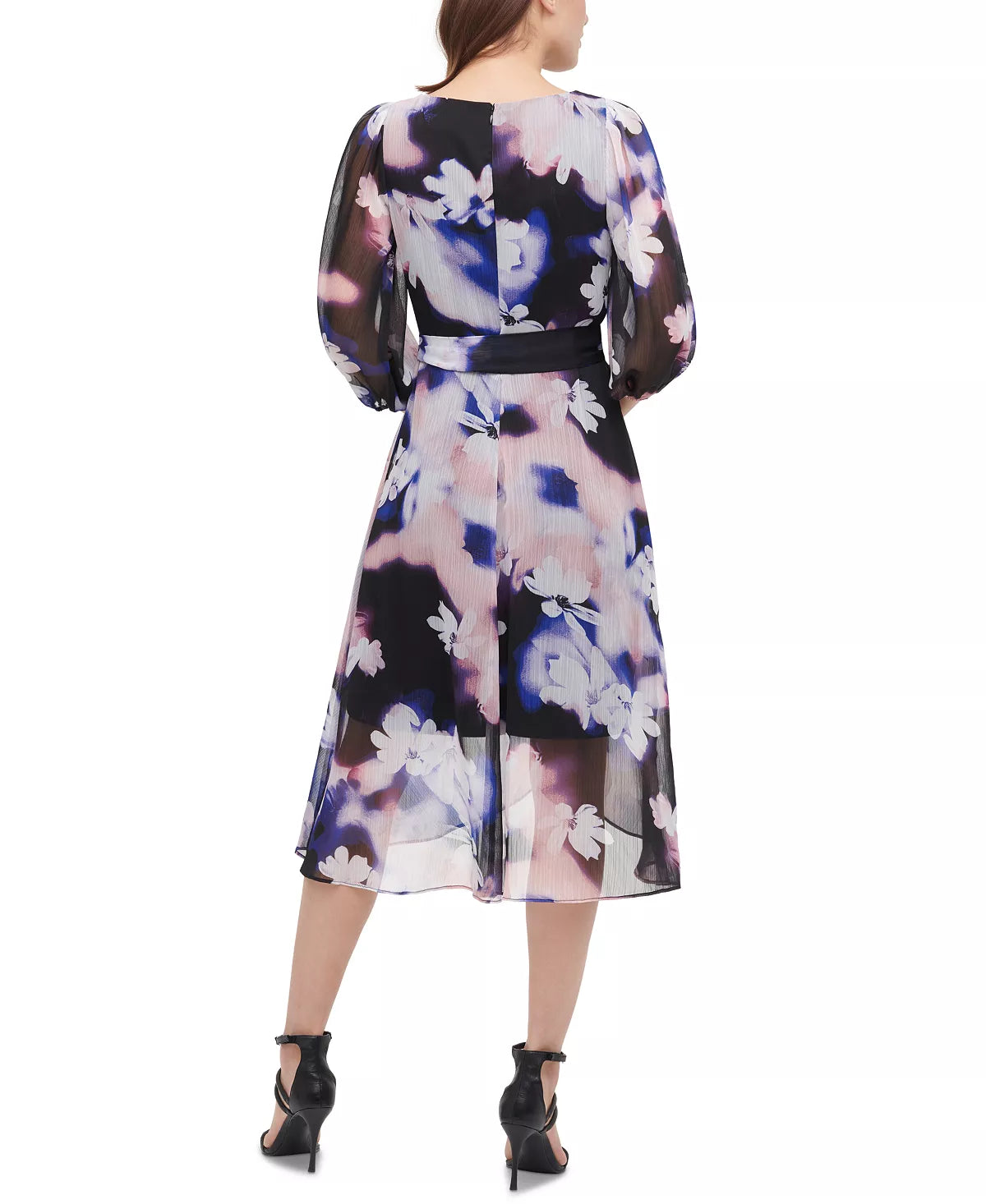 DKNY Floral-Print Wrap Dress Color Black Multi Size 10
