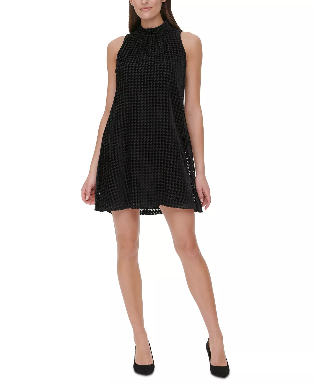 Tommy Hilfiger Velvet Houndstooth A-Line Dress Color Black Size 6
