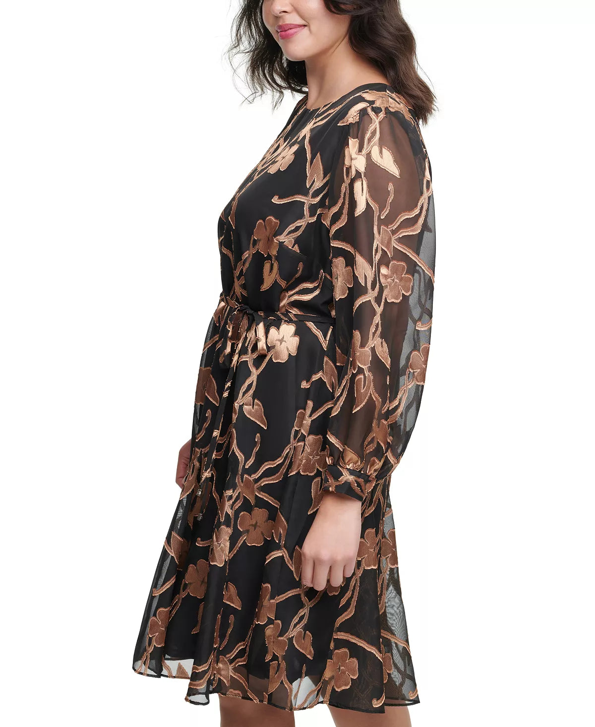 Tommy Hilfiger Women's Plus Size Printed Fit & Flare Dress Color Black/Gold Size 22W