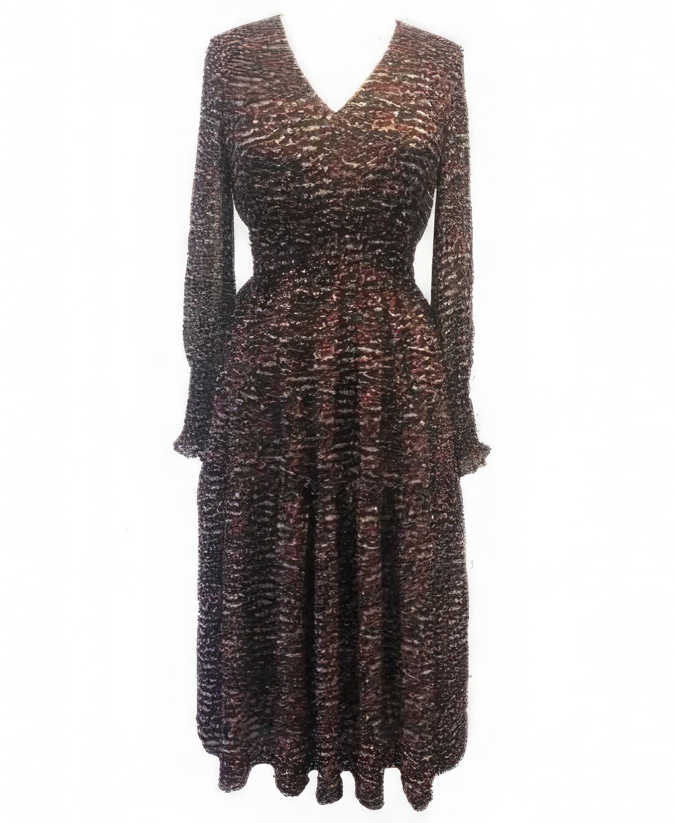 Taylor Dresses Plus Size Printed Smocked-Chiffon Dress Color Fawn Black Size 14W