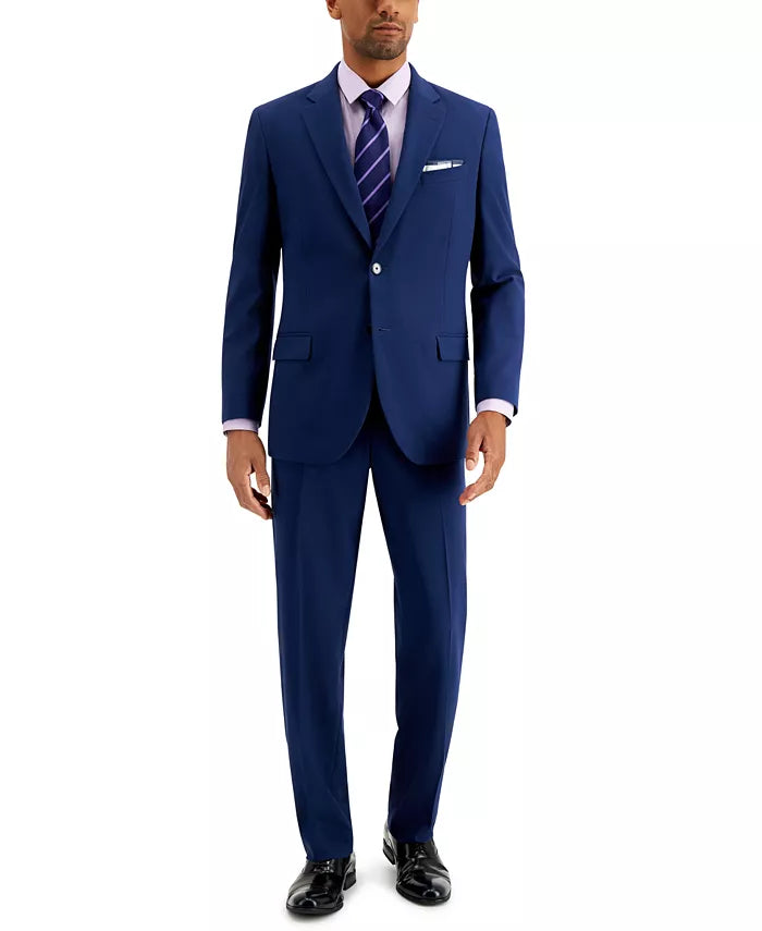 Nautica Men's Modern-Fit Bi-Stretch 2-Pc Suit Color Blue Solid Size 52R 47 Waist