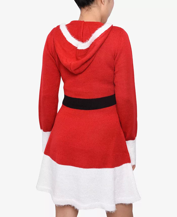 Derek Heart Juniors' Hooded Santa Sweater Color Red Size M