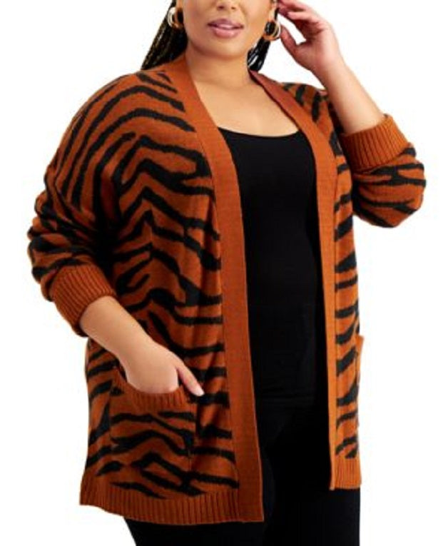 FULL CIRCLE TRENDS Women's Plus Size Printed Cardigan Color Zebra Brandy Size 3X