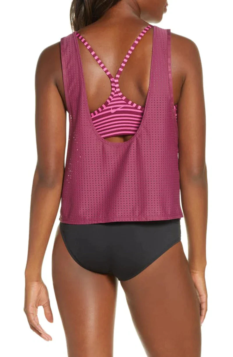 Nike Sport Mesh Layered Tankini Top Color Villain Red Size L