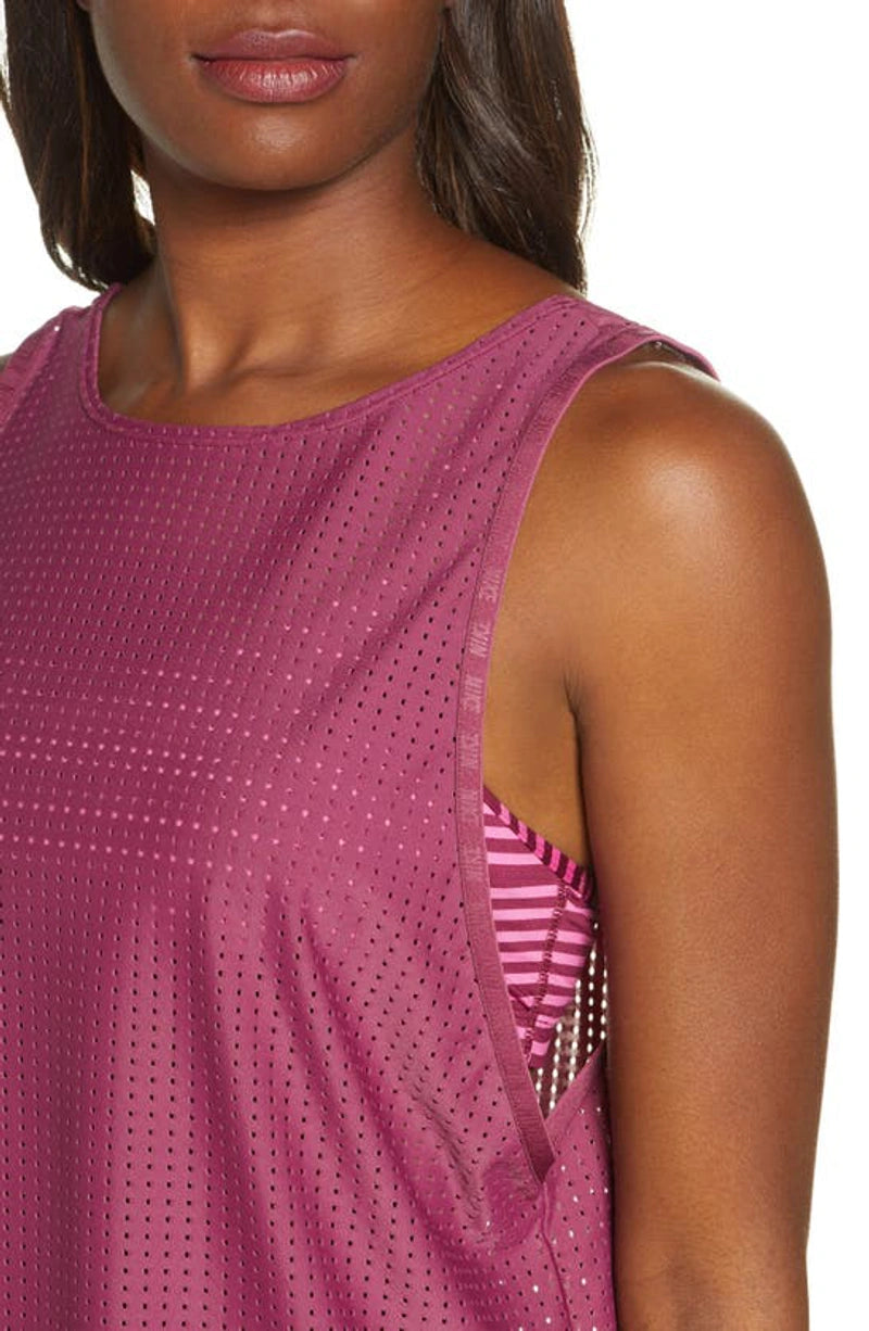 Nike Sport Mesh Layered Tankini Top Color Villain Red Size XS