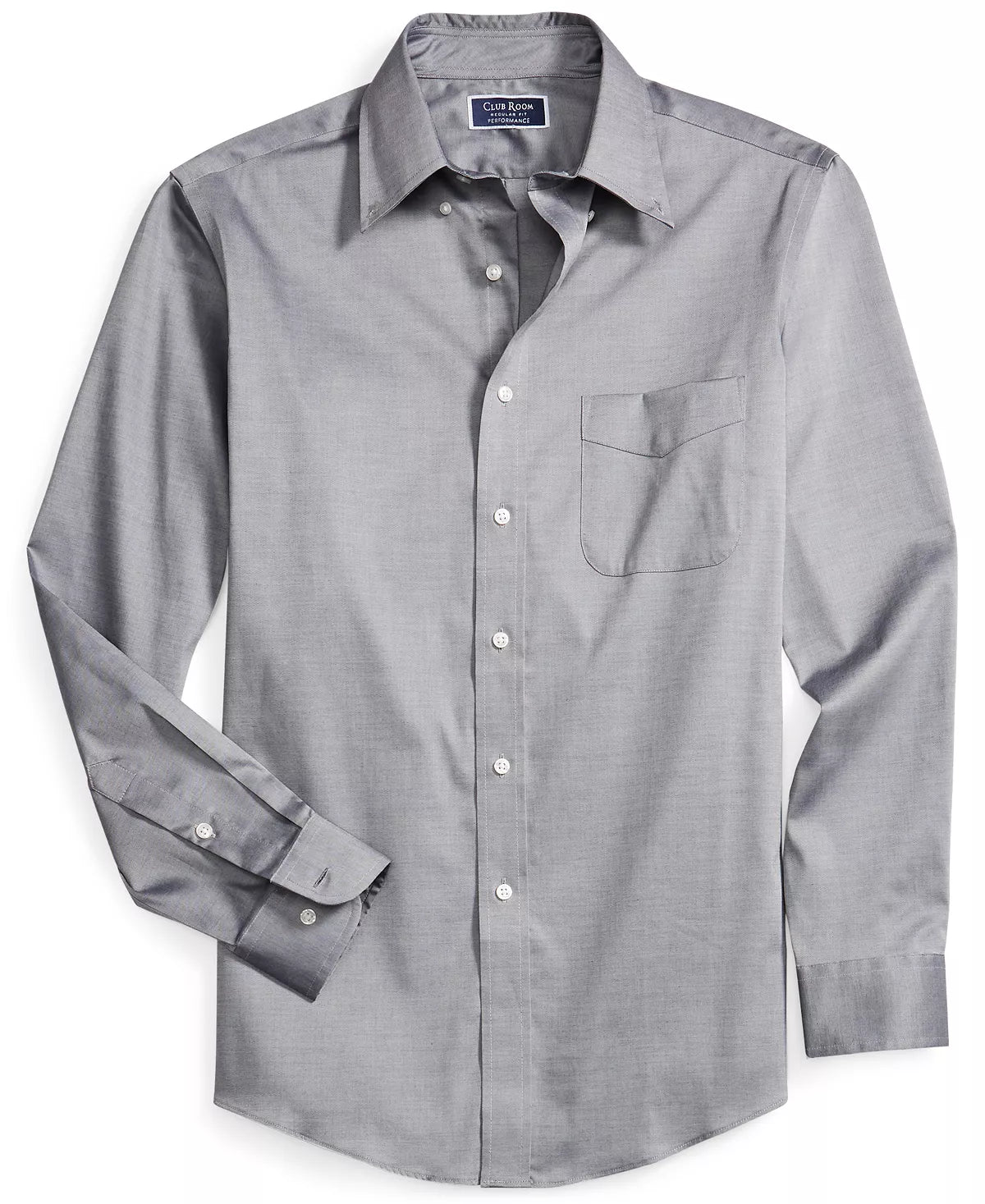 Club Room Men's Regular Fit Pinpoint Dress Shirt Color Gray Size 16.5 34/35