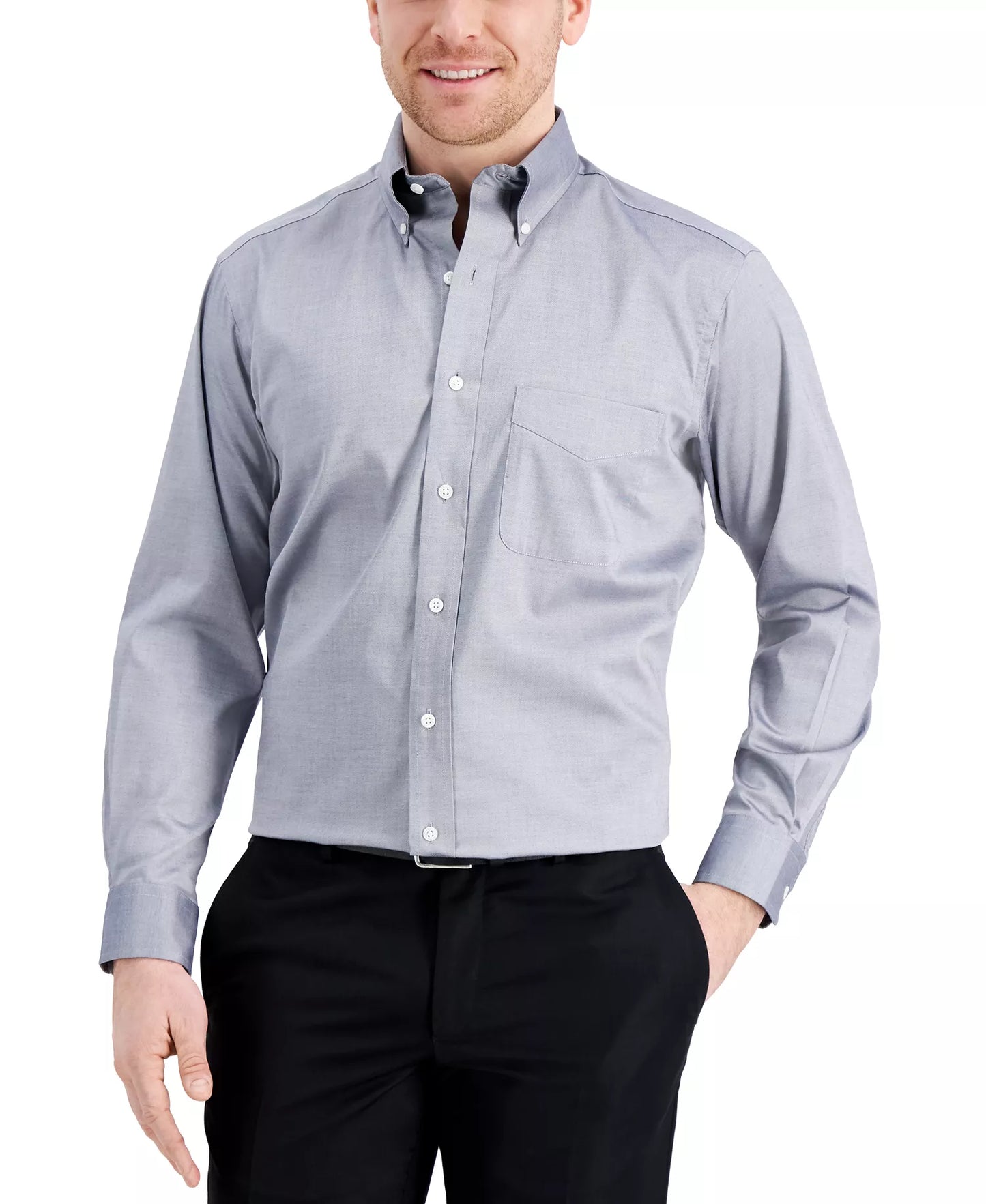 CLUB ROOM Men's Regular-Fit Pinpoint Dress Shirt  Gray 15.5 32/33
