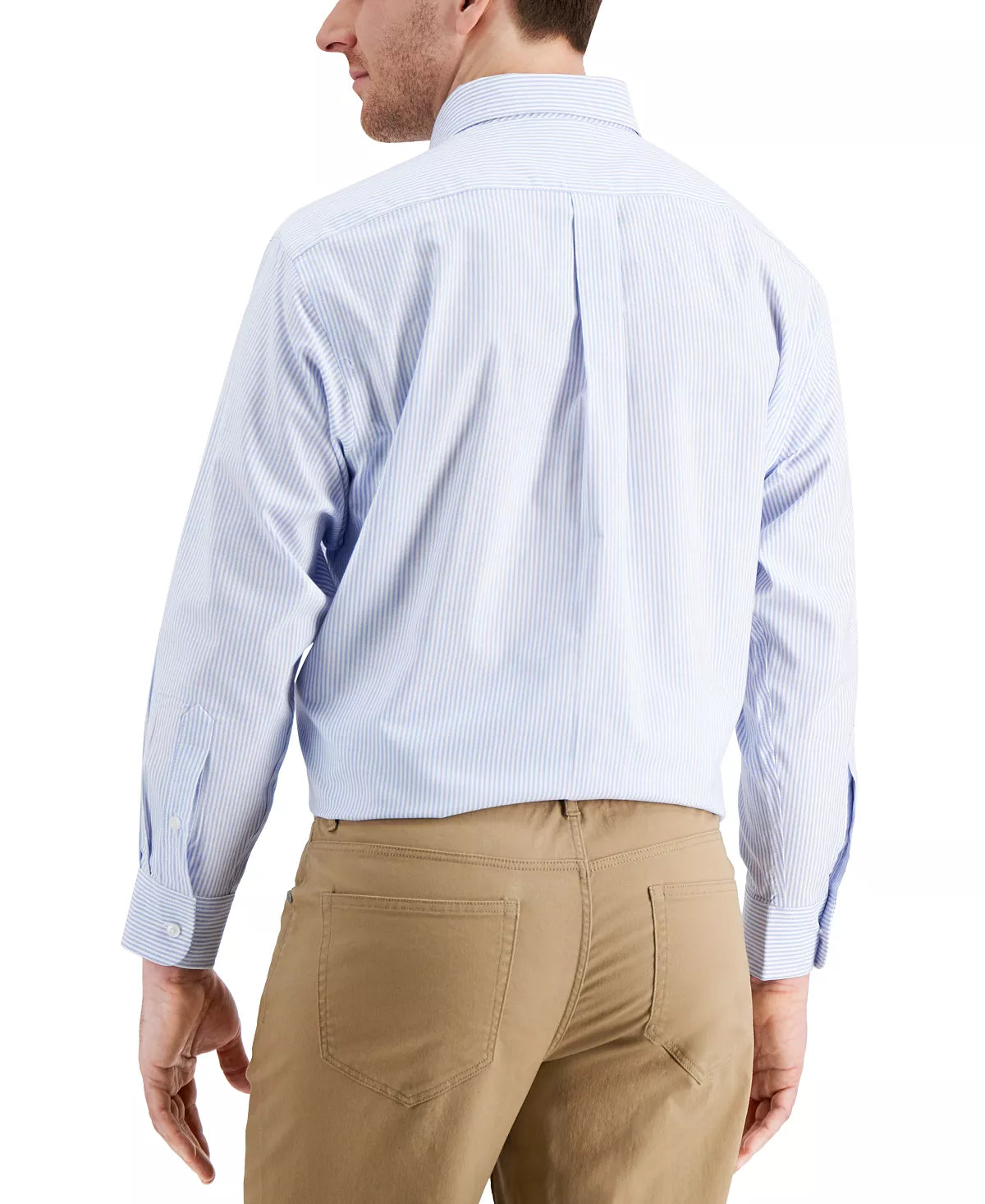 Club Room Men's Classic Regular Fit Stretch Dress Shirt Color Blue/White Size 17 34-35