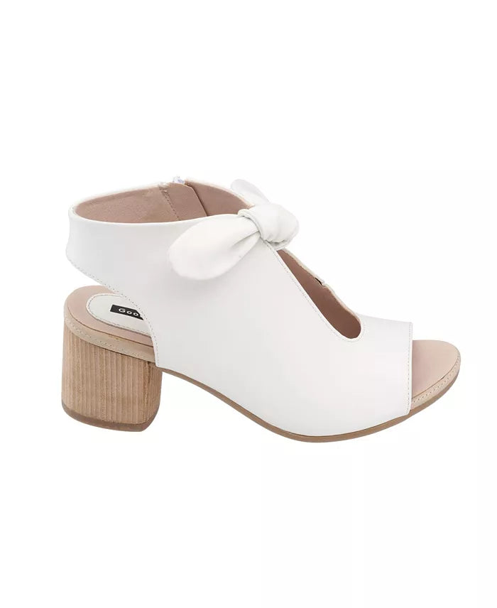GC Shoes Women's Kimora Knot Block Heel Dress Sandals White Size 6.5