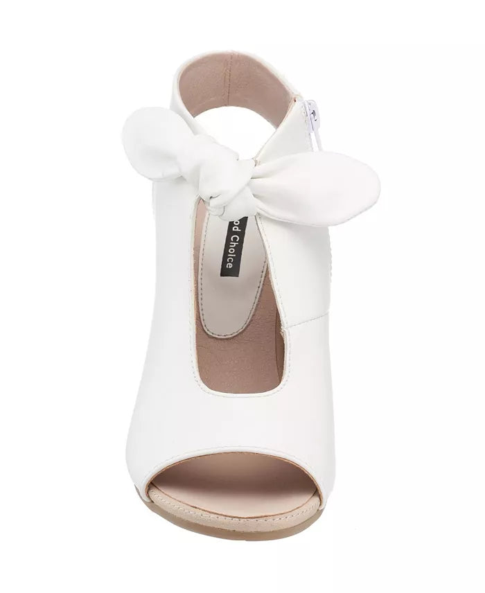 GC Shoes Women's Kimora Knot Block Heel Dress Sandals White Size 6.5