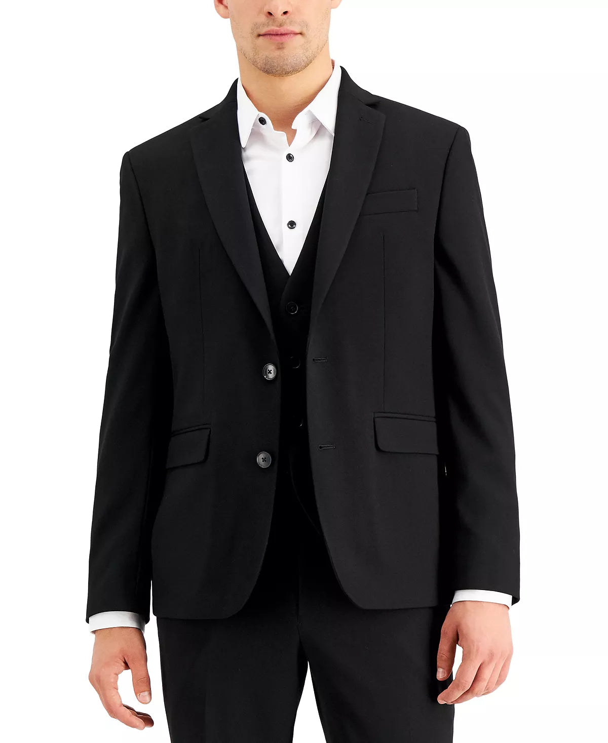 INC International Concepts Men's Slim-Fit Black Solid Suit Vest Color Deep Black Size 2XL