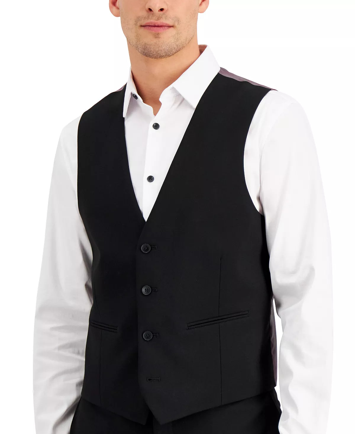 INC International Concepts Men's Slim-Fit Black Solid Suit Vest Color Deep Black Size 2XL