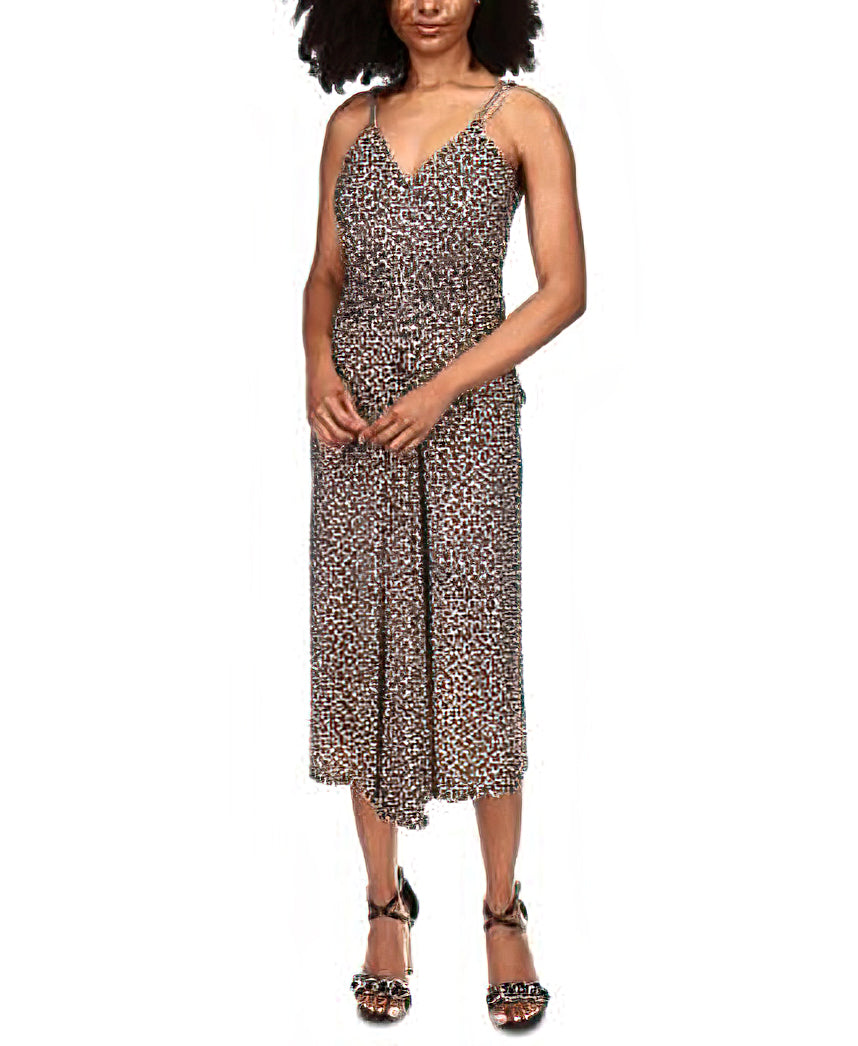 Michael Kors Women's Cheetah-Print Chain-Strap Dress Color Dune Size L