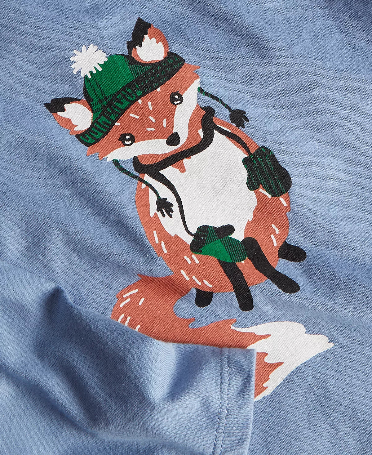 First Impressions Baby Boys Bundled Up Fox Long-Sleeve T-Shirt Color Washed Blue Size 3-6 months