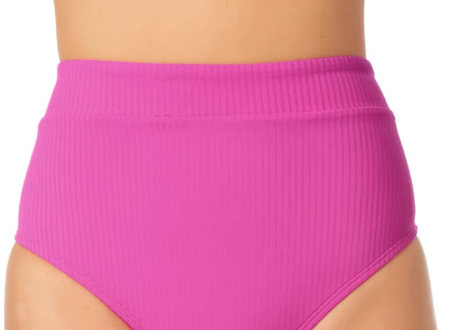 California Waves Juniors High-Waist Bikini Bottoms Color Fuschia Sizzle Size M