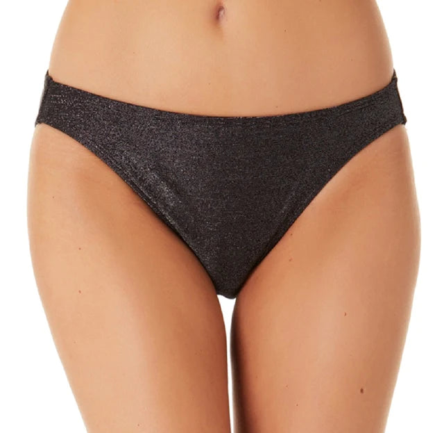 California Waves Juniors Metallic Shine Hipster Bikini Bottoms Color Black Size M