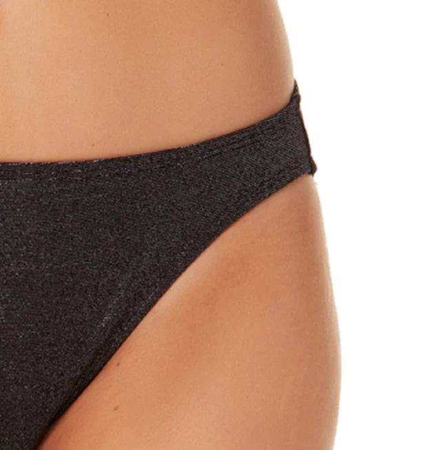California Waves Juniors Metallic Shine Hipster Bikini Bottoms Color Black Size M