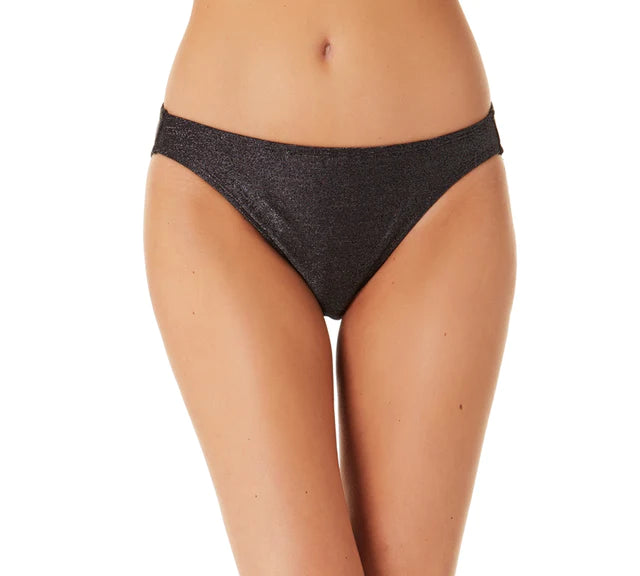 California Waves Juniors Metallic Shine Hipster Bikini Bottoms Color Black Size M