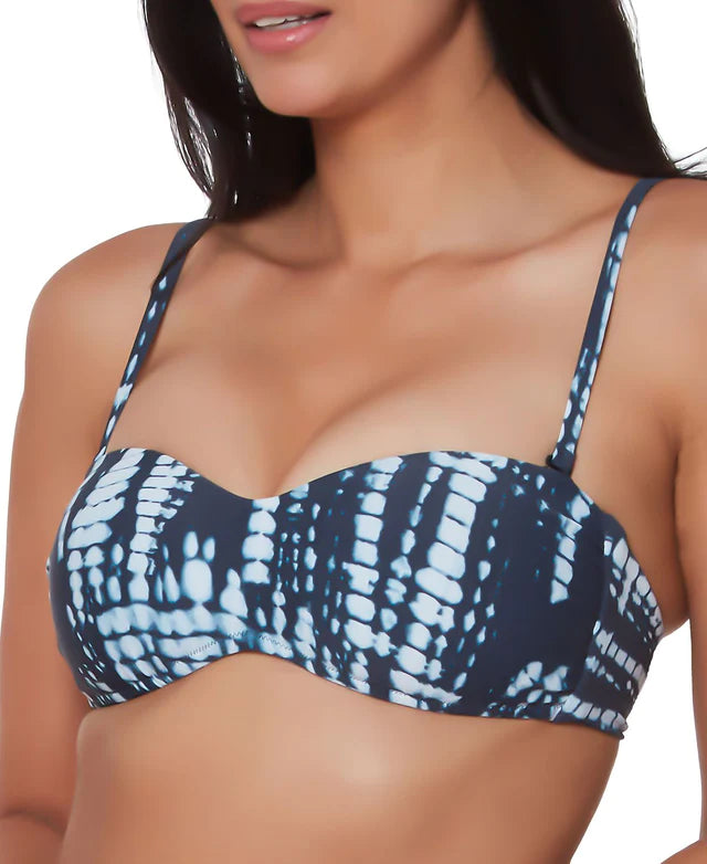 Bar III Tie Dye For Printed Bandeau Bikini Top Color Ink Well Size S