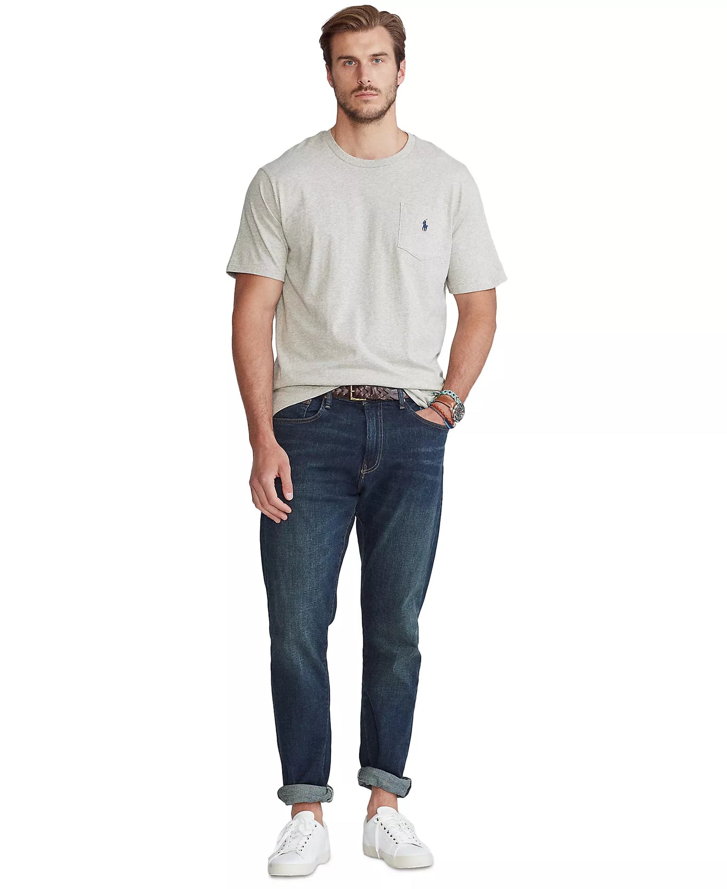Polo Ralph Lauren Men's Big & Tall Solid Pocket Crew-Neck T-Shirt  Gray Heather Size 2XB