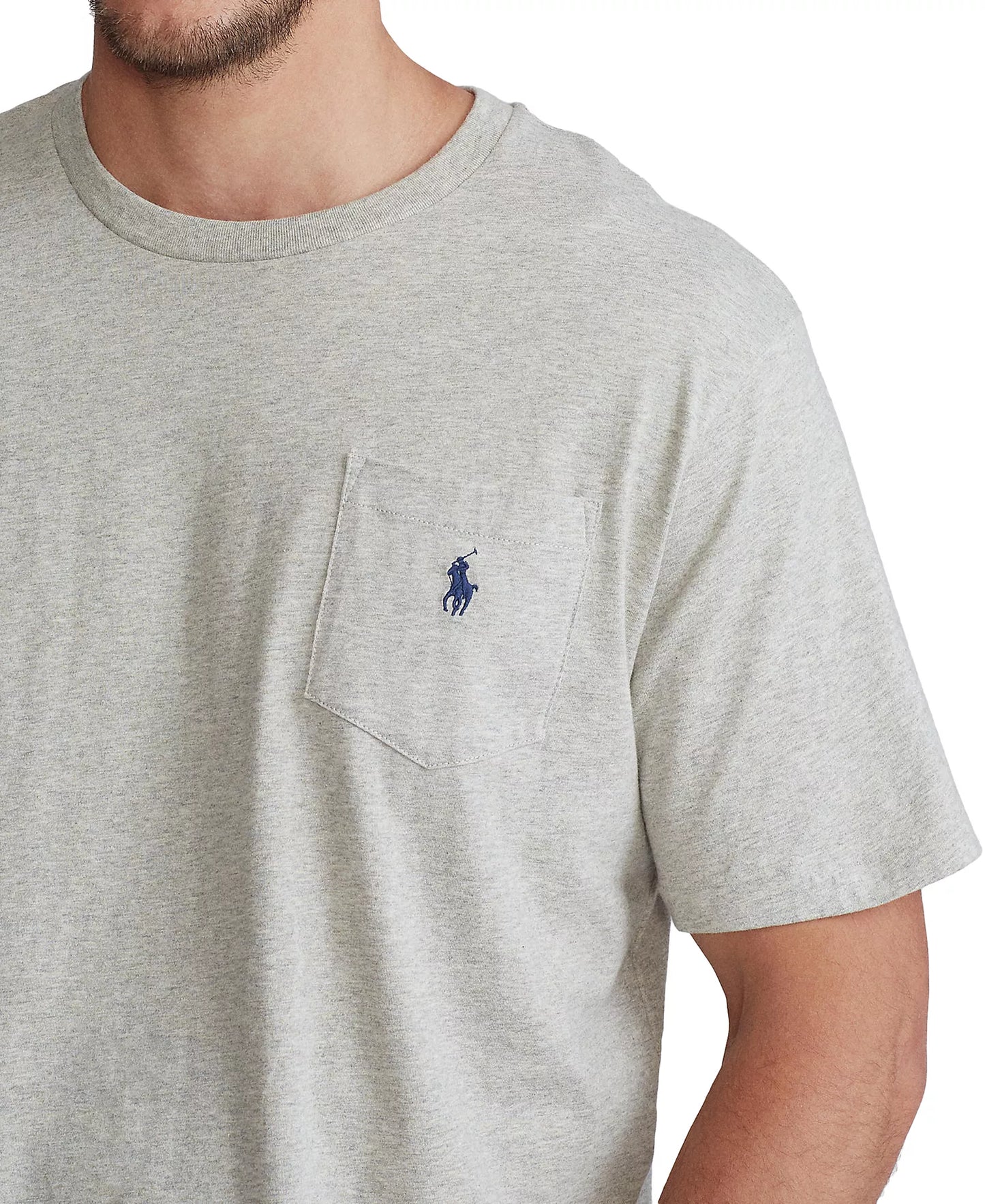 Polo Ralph Lauren Men's Big & Tall Solid Pocket Crew-Neck T-Shirt  Gray Heather Size 2XB