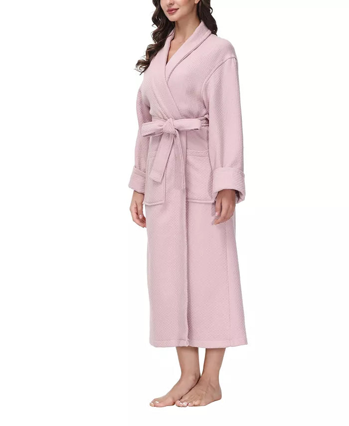 INK+IVY Women's Diamond Waffle Look Robe Rose Size L/XL