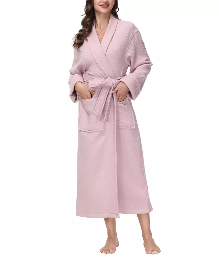 INK+IVY Women's Diamond Waffle Look Robe Rose Size L/XL