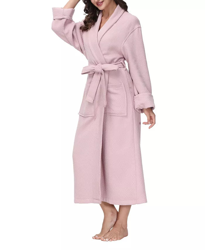 INK+IVY Women's Diamond Waffle Look Robe Rose Size L/XL