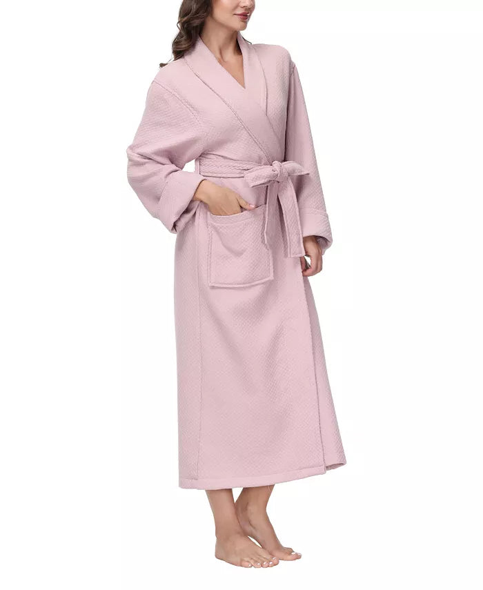 INK+IVY Women's Diamond Waffle Look Robe Rose Size L/XL