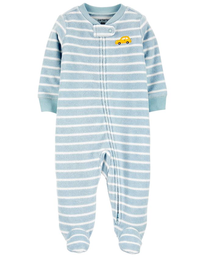 Carters Baby Car 2-Way Zip Cotton Sleep & Play Pajamas Color Cotton Blue Size Newborn