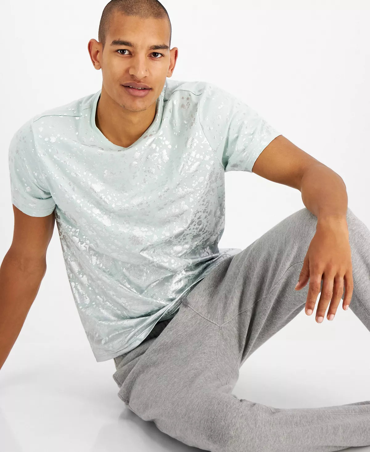 INC International Concepts Men's Ombre Foil T-Shirt Color Aqua Foam Size M